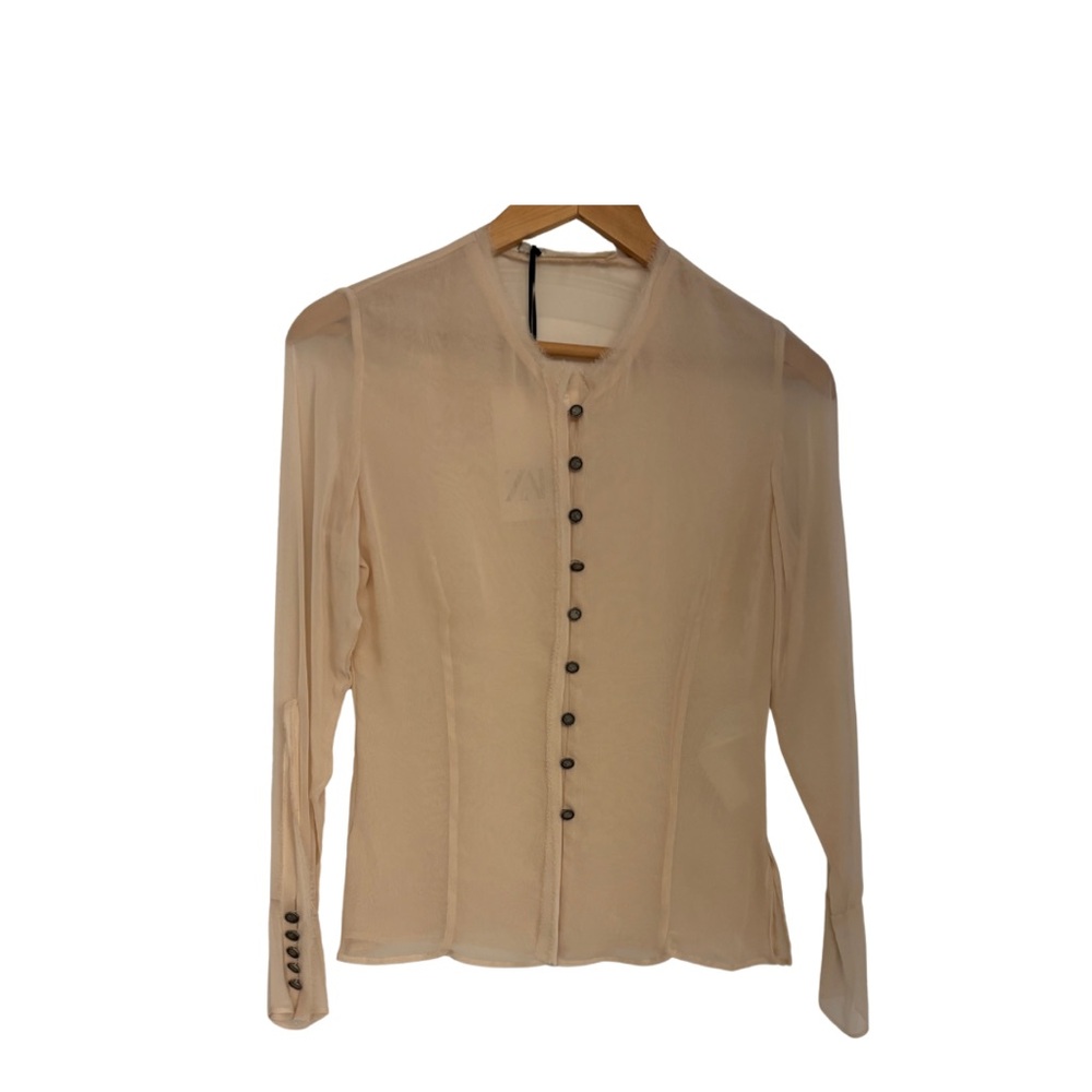 Zara Elegant Cream Blouse with beautiful Button Details